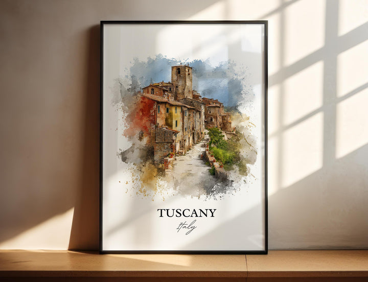 Tuscany Italy Wall Art, Tuscany Print, Tuscany Watercolor Art, Tuscany Italy Gift, Italy Travel Print, Travel Poster, Housewarming Gift