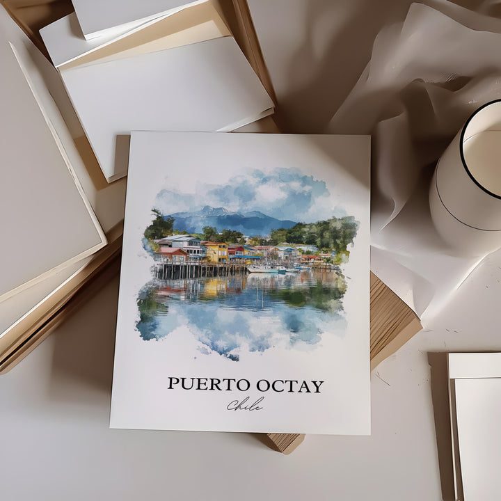 Puerto Octay Wall Art, Llanquihue Lake Print, Chile Watercolor Art, Puerto Octay Gift, Travel Print, Travel Poster, Housewarming Gift