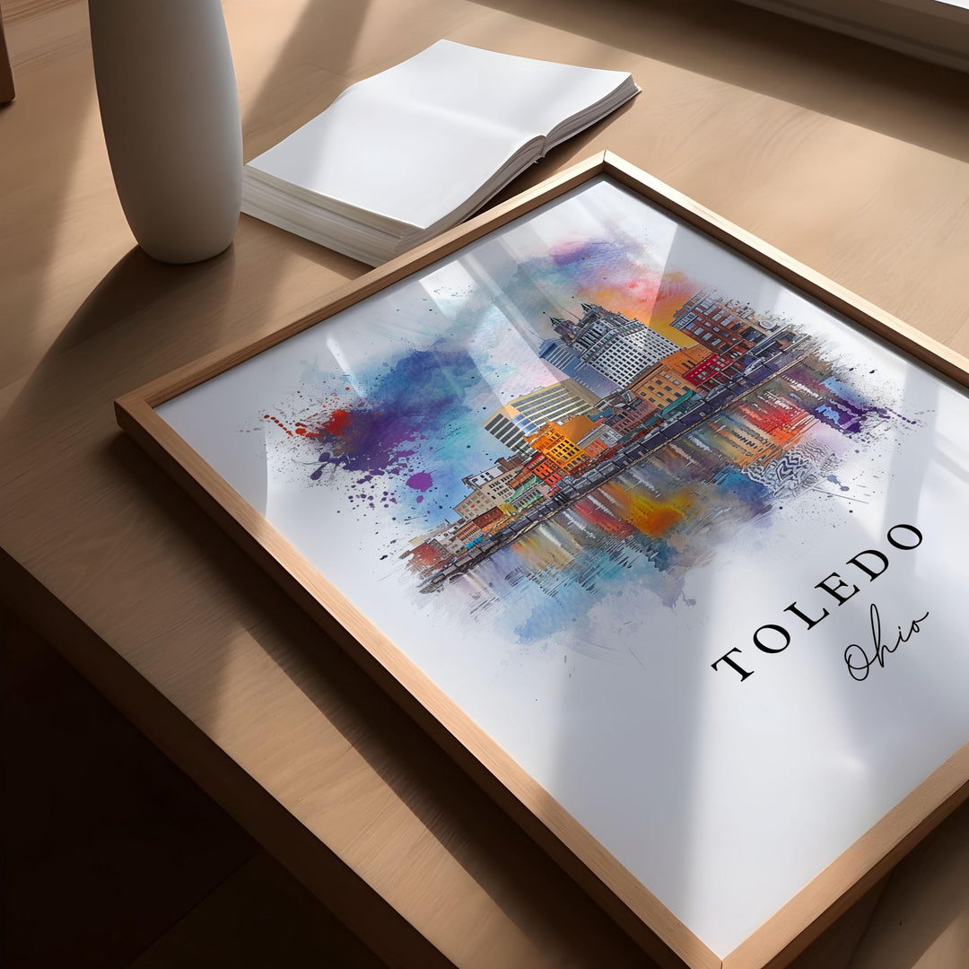 Toledo Ohio wall art - Ohio, Toledo print, Toledo OH Wedding gift, Toledo Ohio Skyline gift, Toledo OH Custom Gift, Perfect Gift