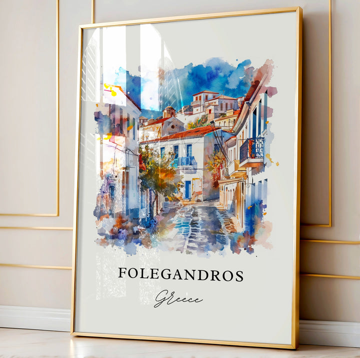 Folegandros Greece Art, Folegandros Print, Folegandros Watercolor, Folegandros Gift,