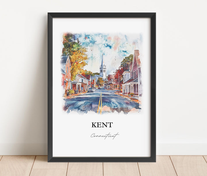 Kent Connecticut Wall Art, Litchfield County Print, Connecticut Watercolor Art, Kent CT Gift, Travel Print, Travel Poster, Housewarming Gift