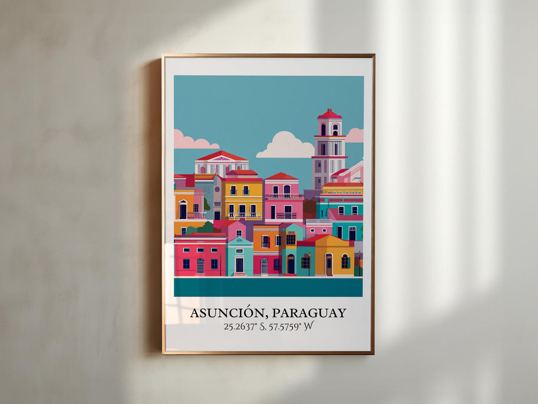 Asunción Art, Asunción Retro Travel Art, Asunción Paraguay Home Decor, Paraguay Gift, Paraguay Travel Art, Travel Prints, Housewarming Gift