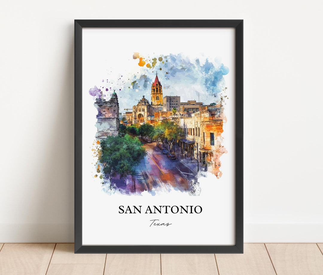 San Antonio Wall Art, San Antonio TX Print, San Antonio Watercolor Art, San Antonio Gift, Travel Print, Travel Poster, Housewarming Gift