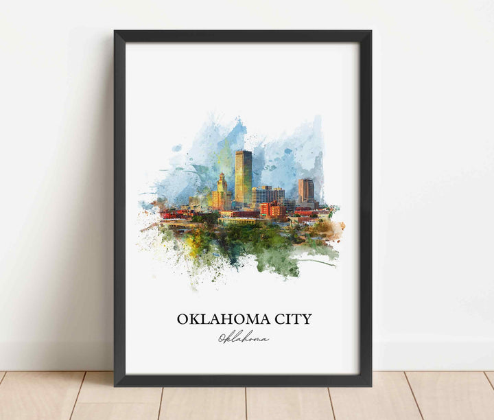 Oklahoma City, Oklahoma – Watercolor Art Print