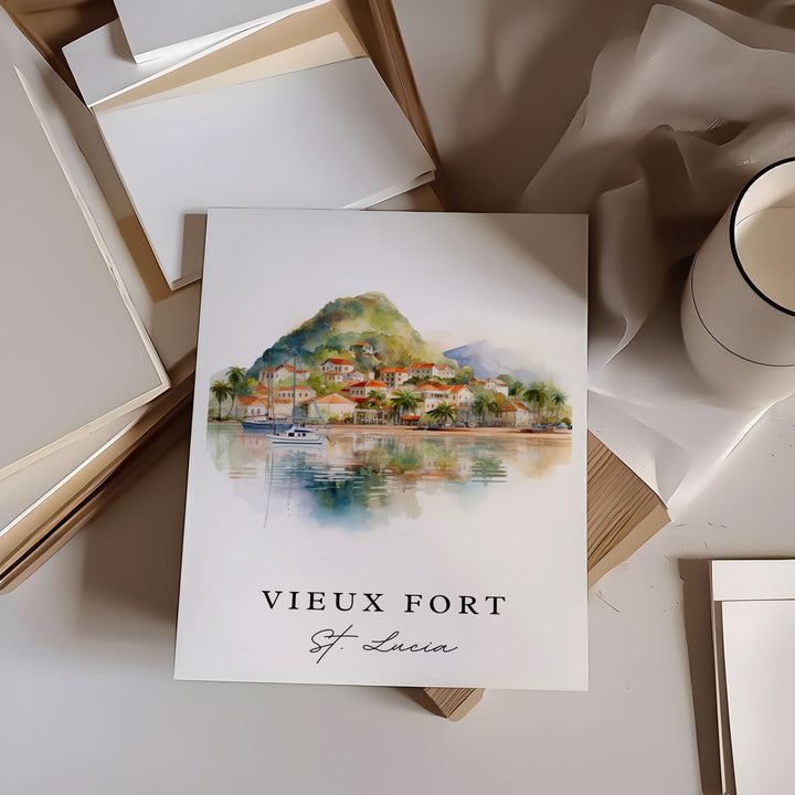 Vieux Fort St. Lucia wall art - St. Lucia, Vieux Fort poster, Vieux Fort Wedding gift, Birthday present, Custom Text, Personalized Gift