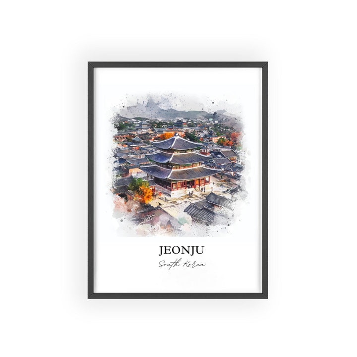 Jeonju Wall Art, Jeonju-si Print, South Korea Watercolor Art, Jeonju Gift, Travel Print, Travel Poster, Housewarming Gift
