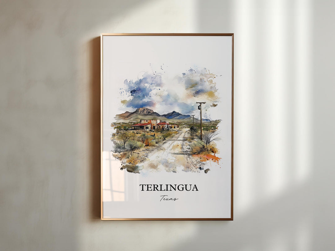 Terlingua TX Wall Art, Terlingua Print, Texas Watercolor Art, Terlingua Texas Gift, Travel Print, Travel Poster, Housewarming Gift