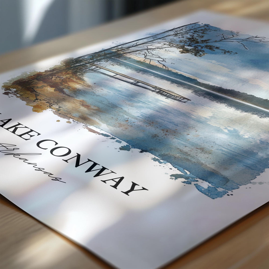 Lake Conway Wall Art, Arkansas Print, Arkansas Watercolor Art, Lake Conway Gift, Travel Print, Travel Poster, Housewarming Gift