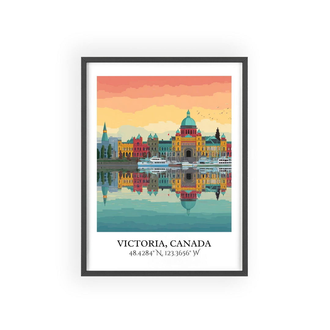 Victoria Canada Art, Canada Retro Travel Art, Canada Home Decor, Canada Gift, Victoria Canada Travel Art, Travel Prints, Housewarming Gift