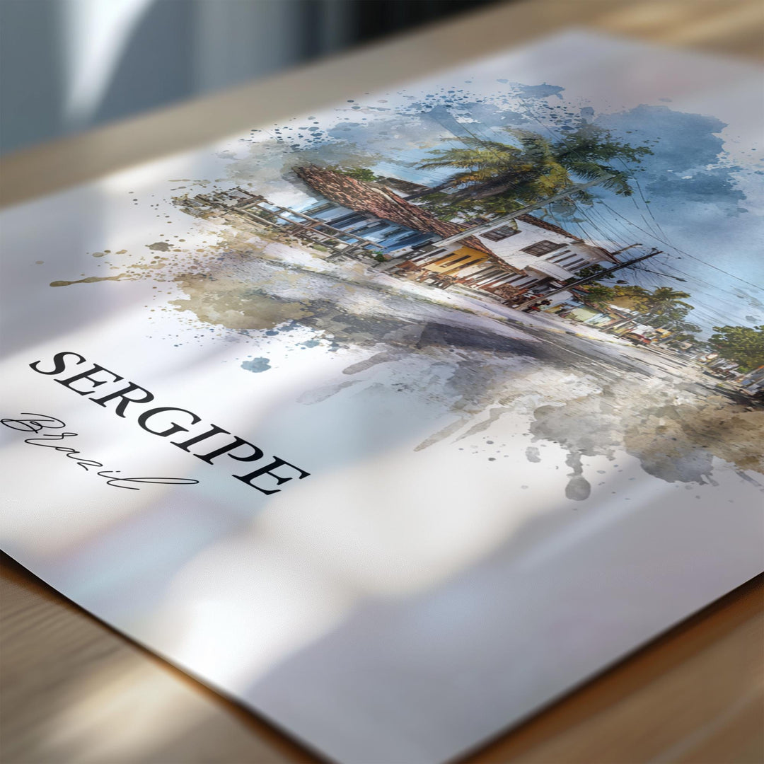 Sergipe Brazil Wall Art, Sergipe Brazil Print, Brazil Watercolor Art, Sergipe Gift, Sergipe Travel Print, Travel Poster, Housewarming Gift