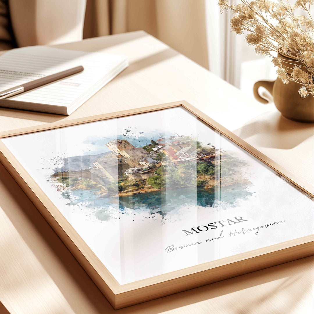 Mostar, Bosnia & Herzegovina – Watercolor Art Print