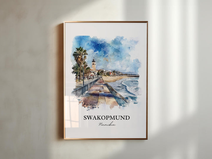 Swakopmund Wall Art, Namibia Print, Namibia Watercolor Art, Swakopmund Gift, Travel Print, Travel Poster, Housewarming Gift