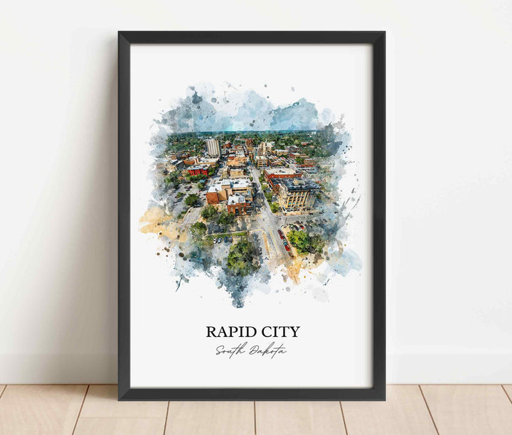 Rapid City, South Dakota – Watercolor Art Print