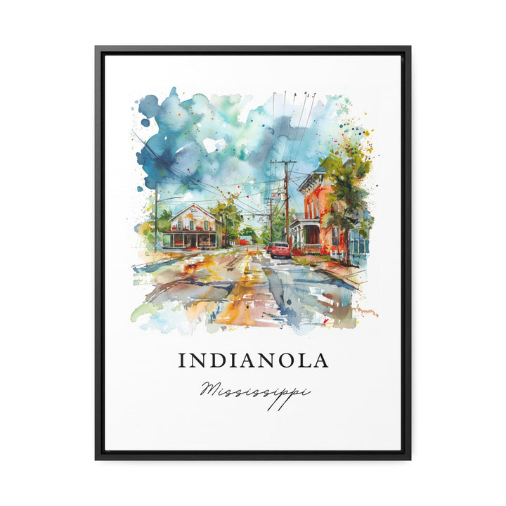 Indianola MS Wall Art, Indianola Print, Mississippi Watercolor Art, Indianola MS Gift,