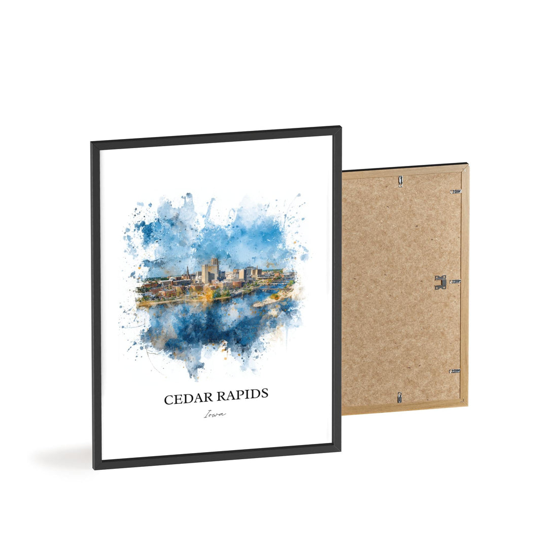 Cedar Rapids Wall Art, Cedar Rapids Print, Cedar Rapids Watercolor, Cedar Rapids Iowa Gift, Travel Print, Travel Poster, Housewarming Gift