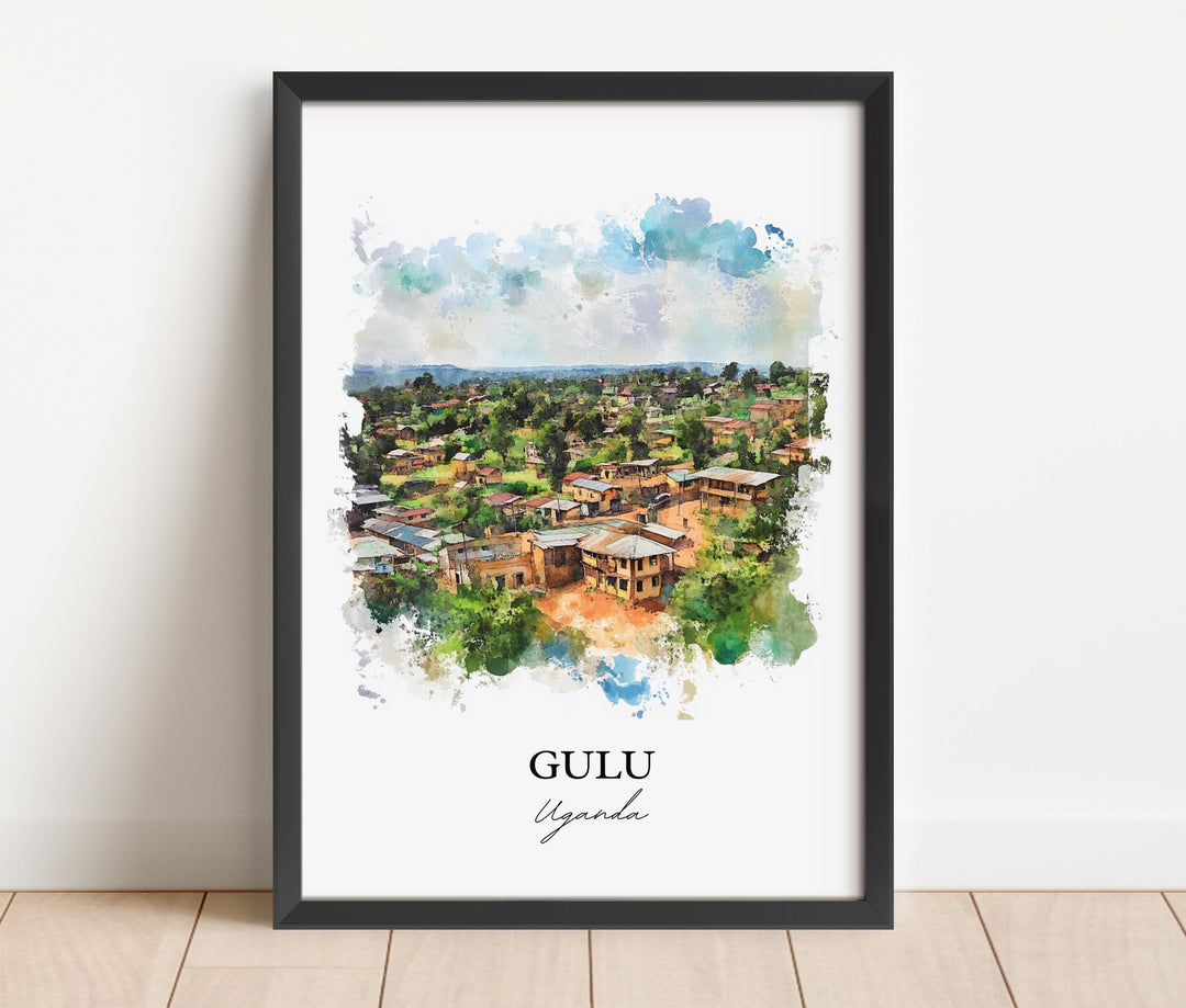 Gulu Uganda Wall Art, Northern Uganda Print, Uganda Watercolor Art, Gulu Uganda Gift, Travel Print, Travel Poster, Housewarming Gift