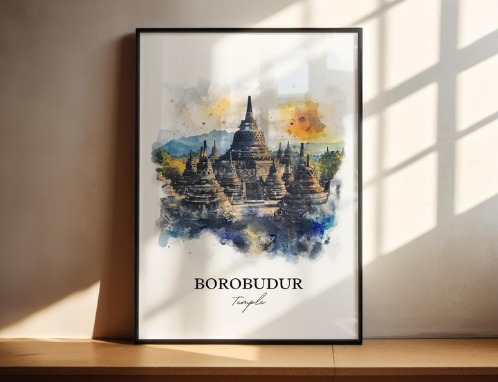 Borobudur Temple, Indonesia – Watercolor Art Print