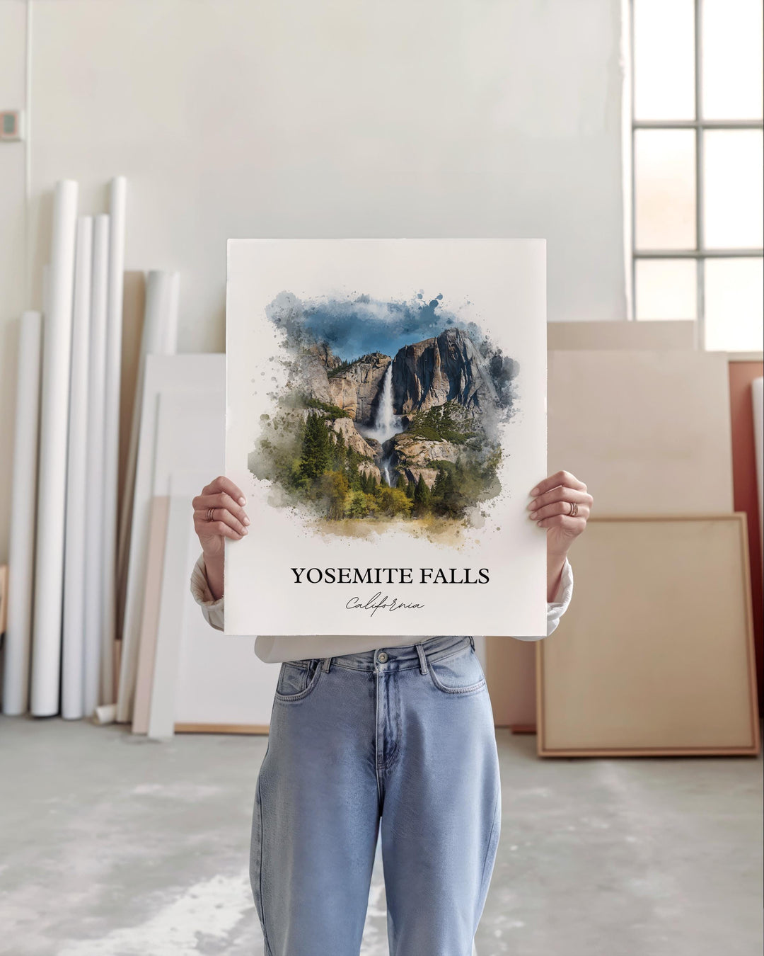 Yosemite Falls Wall Art, Yosemite Print, California Watercolor Art, Yosemite Falls Gift, Travel Print, Travel Poster, Housewarming Gift