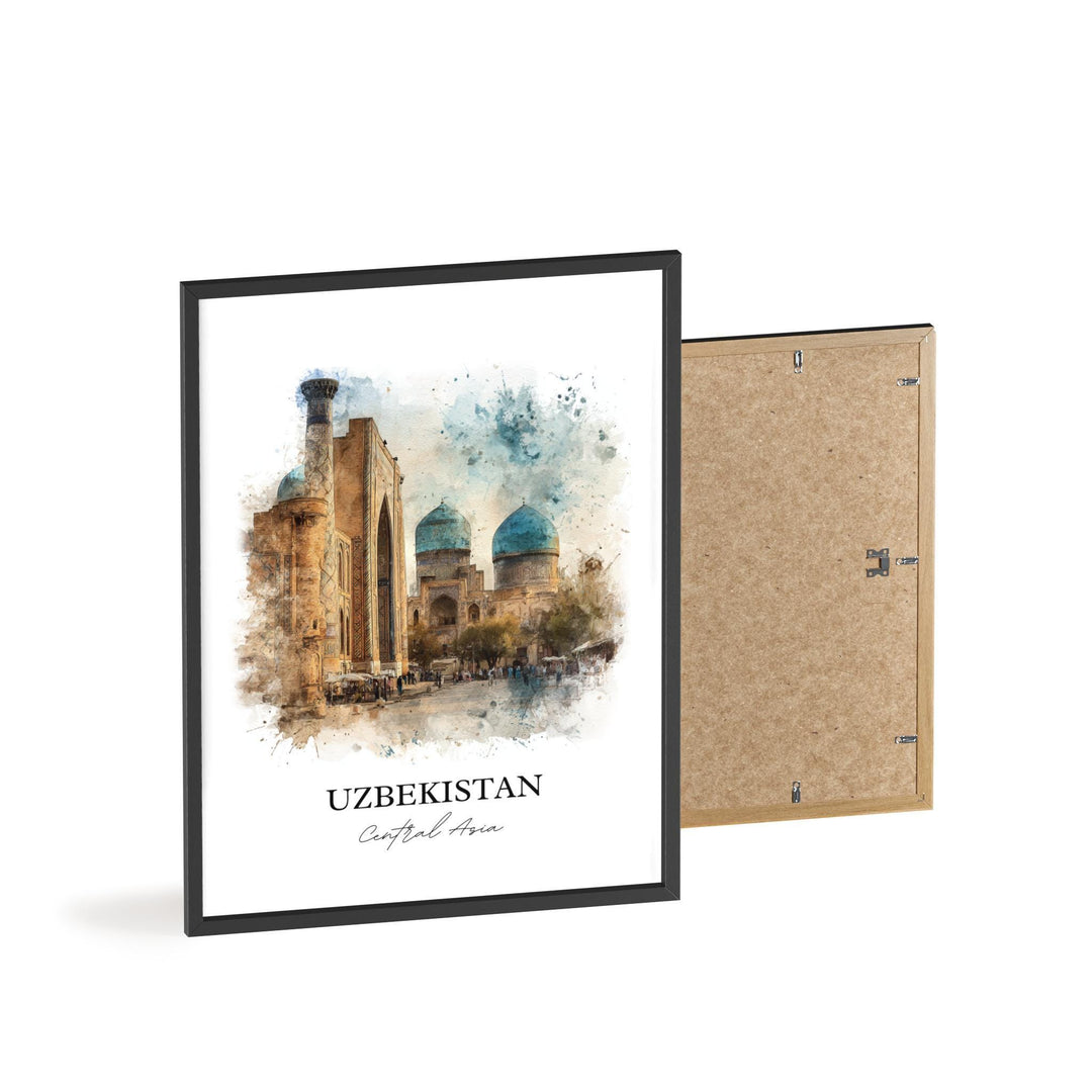 Uzbekistan Wall Art, Uzbekistan Print, Uzbekistan Watercolor Art, Uzbekistan Gift, Travel Print, Travel Poster, Housewarming Gift