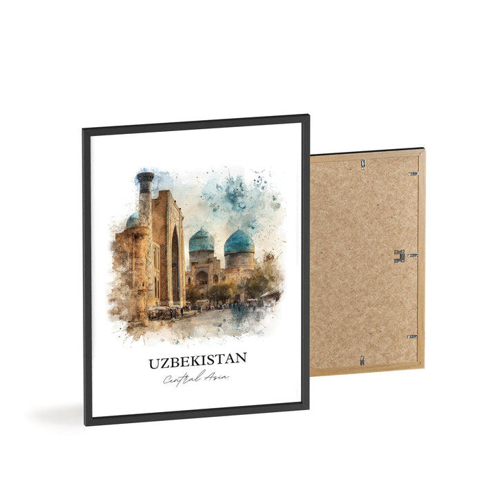 Uzbekistan Wall Art, Uzbekistan Print, Uzbekistan Watercolor Art, Uzbekistan Gift, Travel Print, Travel Poster, Housewarming Gift