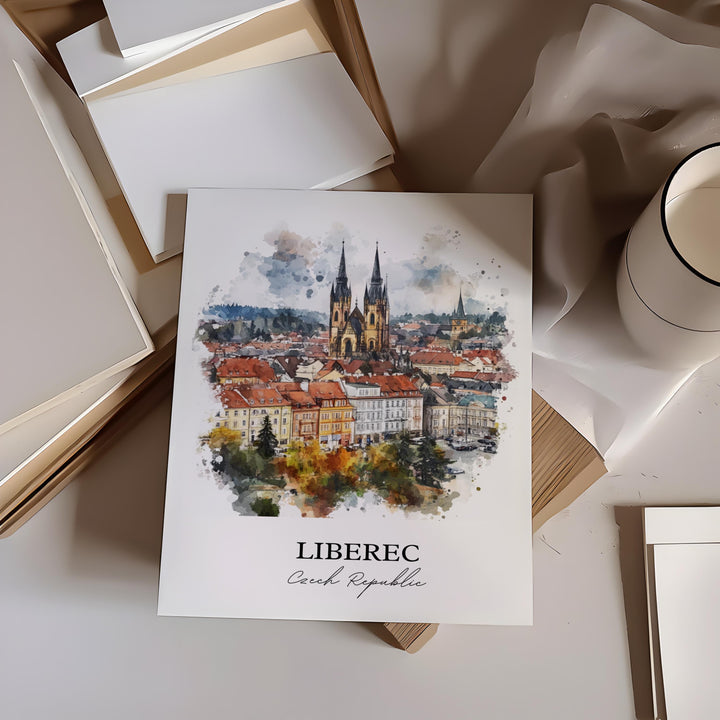 Liberec Wall Art, Liberec Czechia Print, Czech Republic Watercolor Art, Liberec Gift, Travel Print, Travel Poster, Housewarming Gift