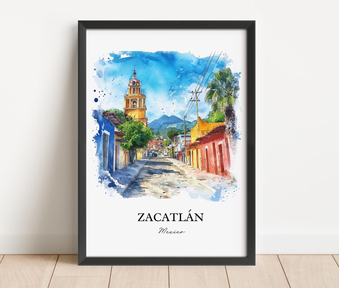 Zacatlán Wall Art, Puebla Mexico Print, Mexico Watercolor Art, Zacatlán Mexico Gift, Travel Print, Travel Poster, Housewarming Gift