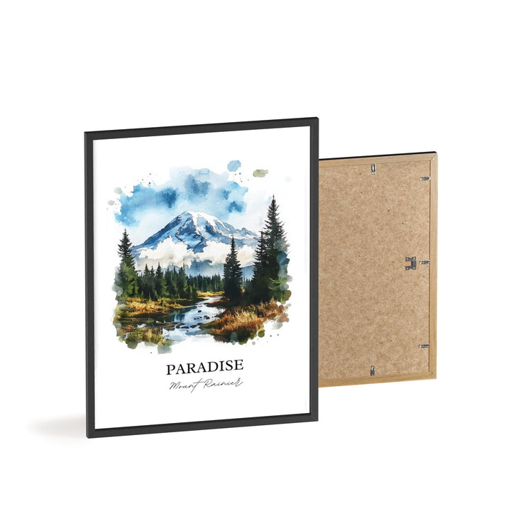 Paradise Mt. Rainier Art, Mt Rainier Print, Washington Watercolor Art, Mount Rainier Gift, Travel Print, Travel Poster, Housewarming Gift