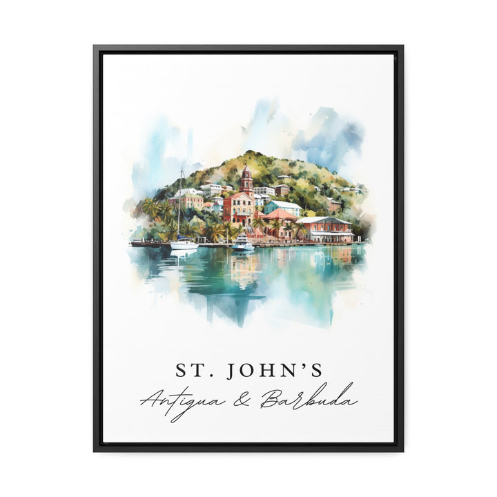 St Johns Antigua art - Antigua and Barbuda, St Johns poster, Antigua Barbuda Wedding gift, Birthday present, Custom Text, Personalized Gift