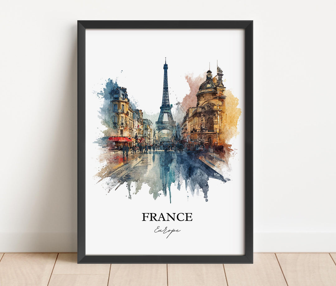 France Wall Art, France Print, France Watercolor Art, France Country Gift, Travel Print, Travel Poster, Housewarming Gift