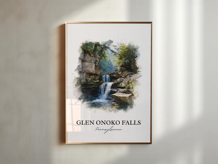 Glen Onoko Falls Wall Art, Carbon County Print, Pennsylvania Artwork, Glen Onoko Falls Gift, Travel Print, Travel Poster, Housewarming Gift