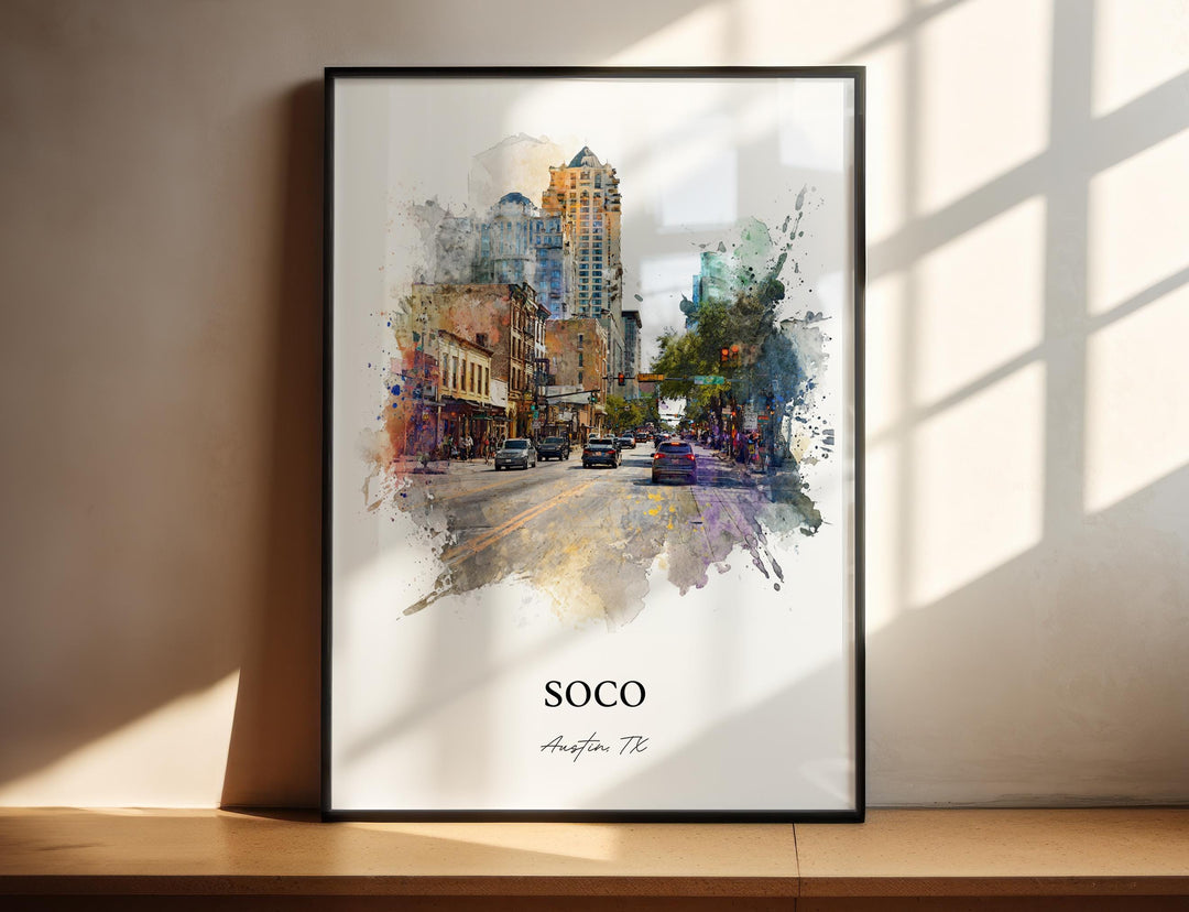 Soco Austin, Texas – Watercolor Art Print