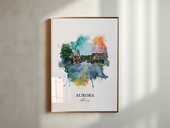 Aurora, Illinois Wall Art, Aurora Print, Illinois Watercolor Art, Chicago Illinois Gift, Travel Print, Travel Poster, Housewarming Gift