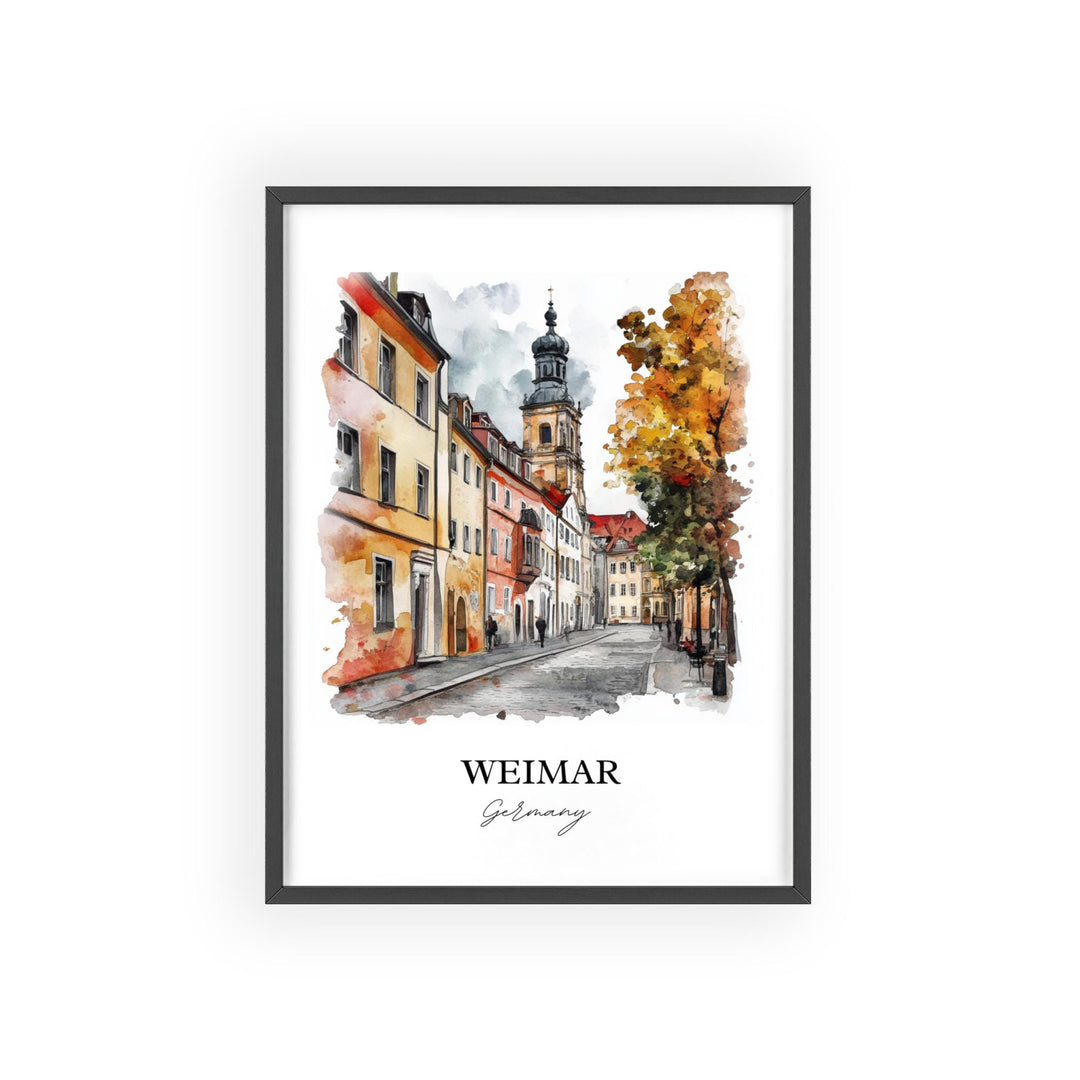 Weimar Germany Wall Art, Weimar Print, Germany Watercolor Art, Thuringia Gift, Travel Print, Travel Poster, Housewarming Gift