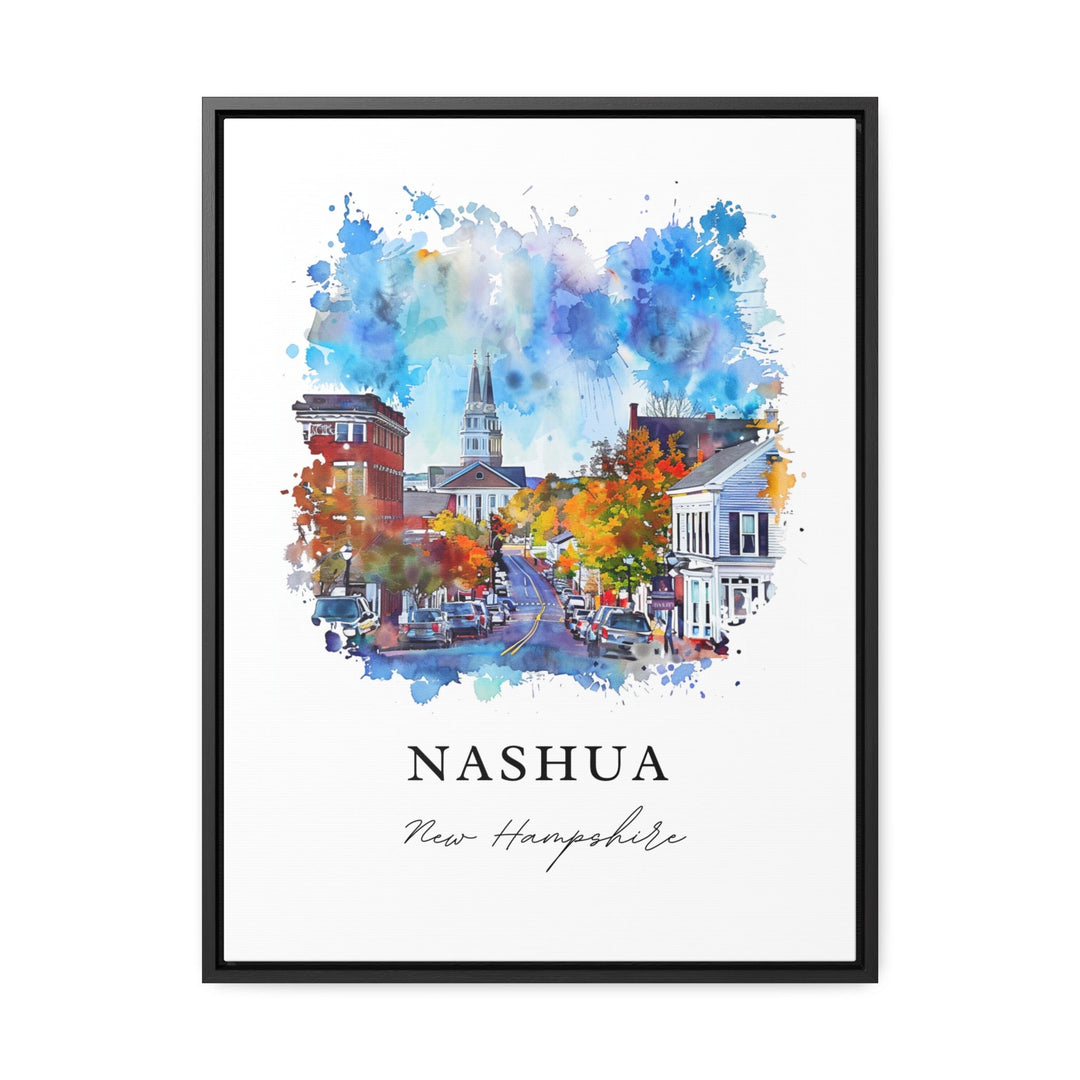 Nashua NH Wall Art, Nashua Print, Nashua Watercolor Art, Nashua New Hampshire Gift,