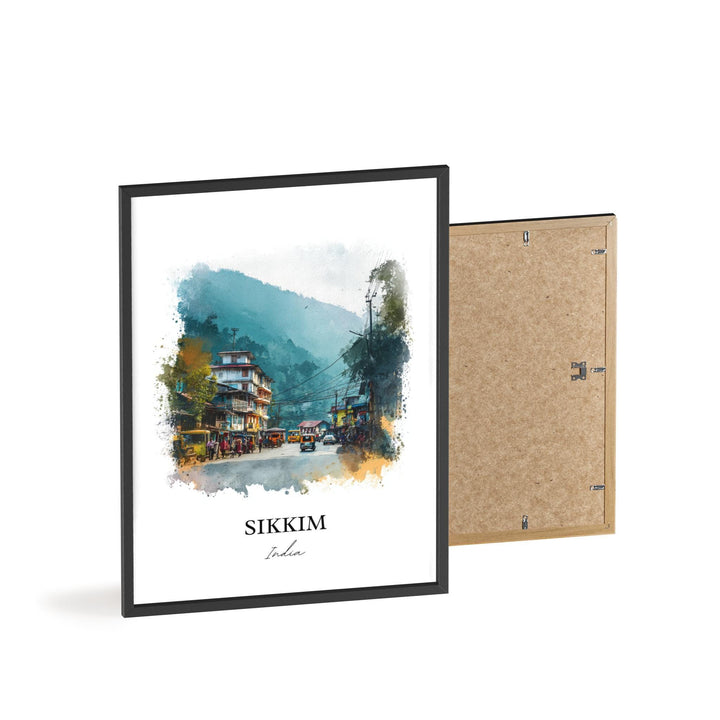 Sikkim India Wall Art, Sikkim Print, Sikkim India Watercolor Art, India Gift, India Travel Print, Travel Poster, Housewarming Gift