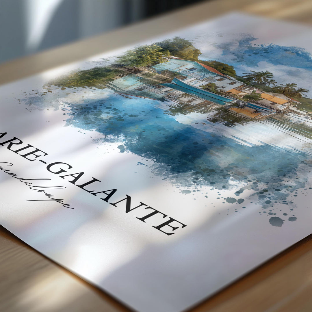 Marie-Galante Wall Art, Guadeloupe Print, Guadeloupe Watercolor Art, Guadeloupe Gift, Travel Print, Travel Poster, Housewarming Gift