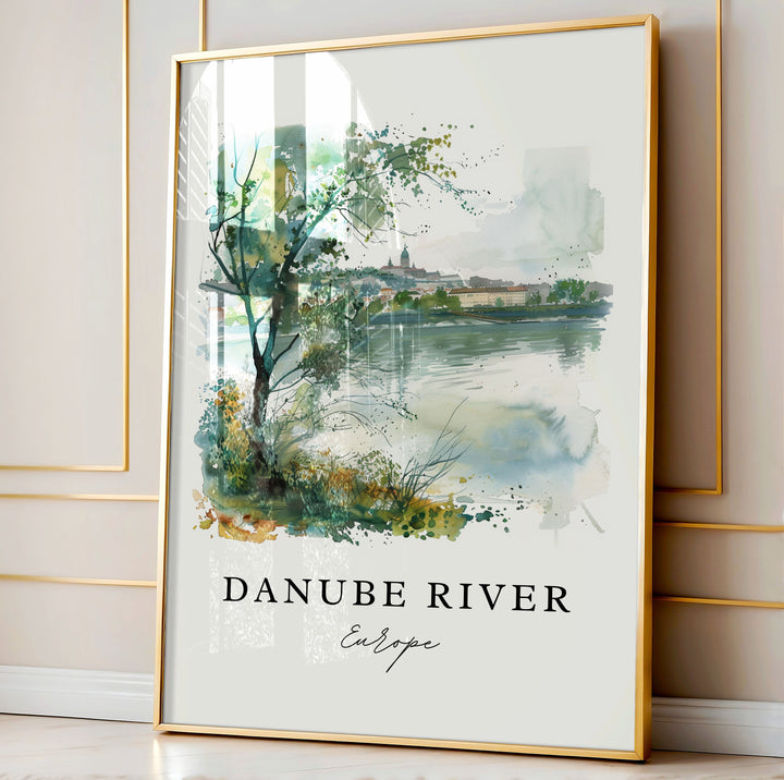 Danube River Art, Danube River Print, Danube River Watercolor Art, Danube River Europe Gift,