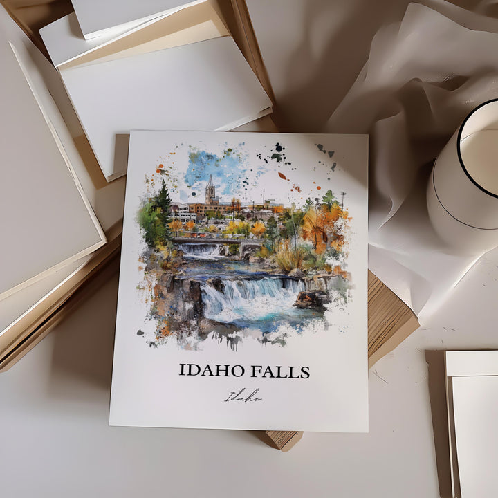 Idaho Falls Wall Art, Bonneville County Print, Idaho Watercolor Art, Idaho Falls Gift, Travel Print, Travel Poster, Housewarming Gift