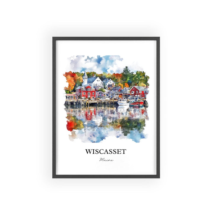Wiscasset Wall Art, Lincoln County ME Print, Maine Watercolor Art, Wiscasset Maine Gift, Travel Print, Travel Poster, Housewarming Gift