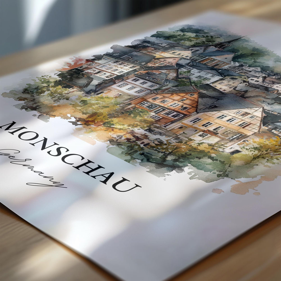 Monschau Wall Art, Eifel Region Print, Germany Watercolor Art, Monschau Germany Gift, Travel Print, Travel Poster, Housewarming Gift