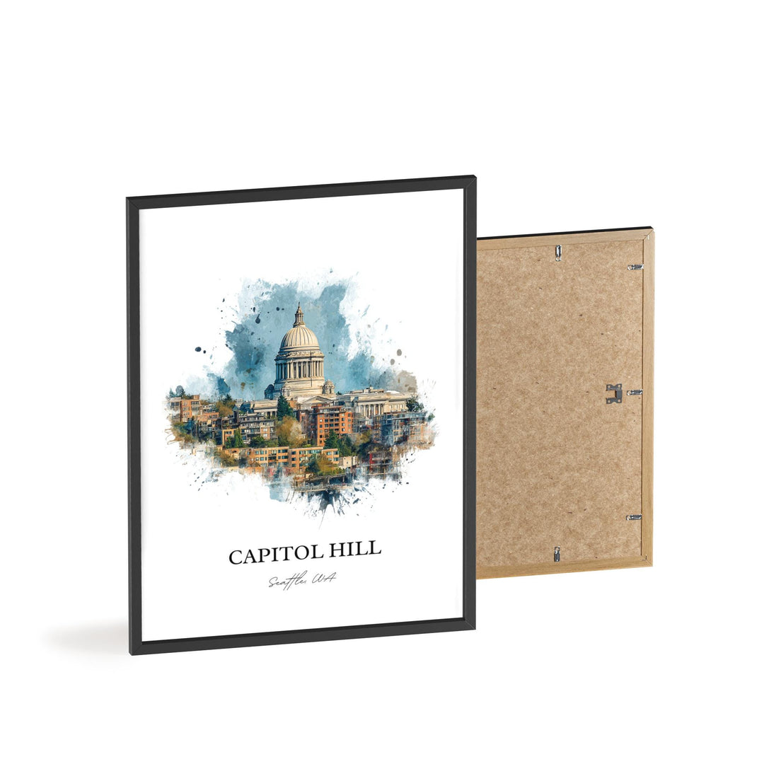 Capitol Hill, Seattle WA – Watercolor Art Print