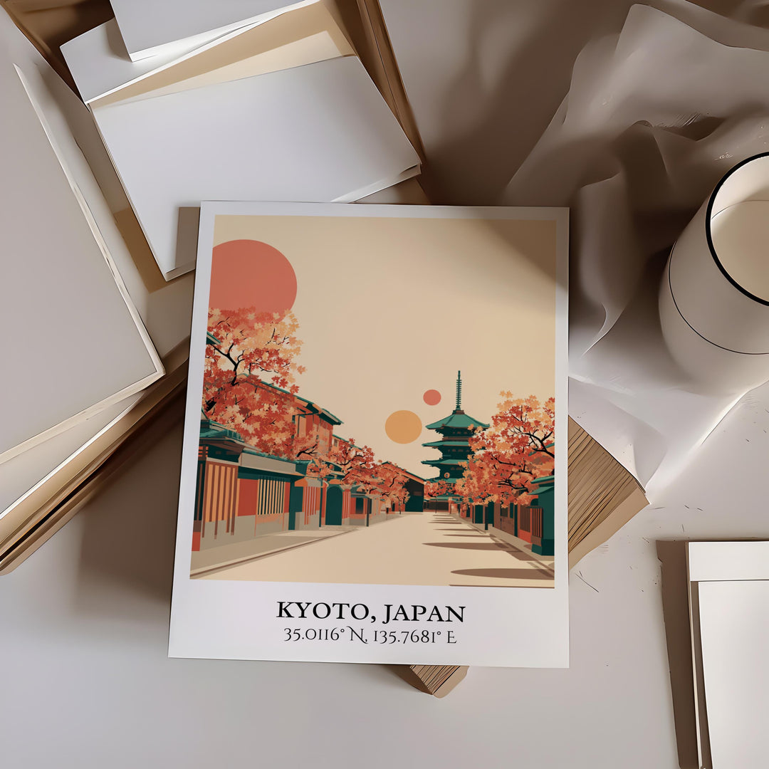 Kyoto Art, Kyoto Retro Travel Art, Kyoto Home Decor, Kyoto Japan Gift, Japan Travel Art, Travel Prints, Housewarming Gift