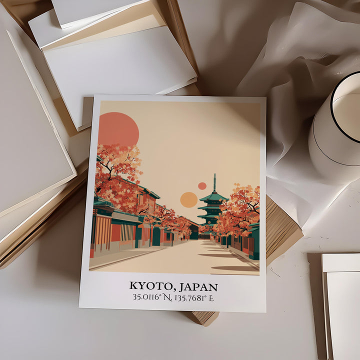 Kyoto Art, Kyoto Retro Travel Art, Kyoto Home Decor, Kyoto Japan Gift, Japan Travel Art, Travel Prints, Housewarming Gift