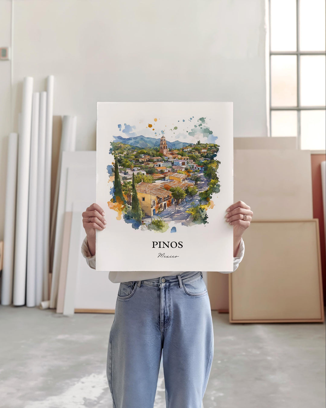 Pinos Mexico Wall Art, Zacatecas Print, Mexico Watercolor Art, Pinos Mexico Gift, Travel Print, Travel Poster, Housewarming Gift