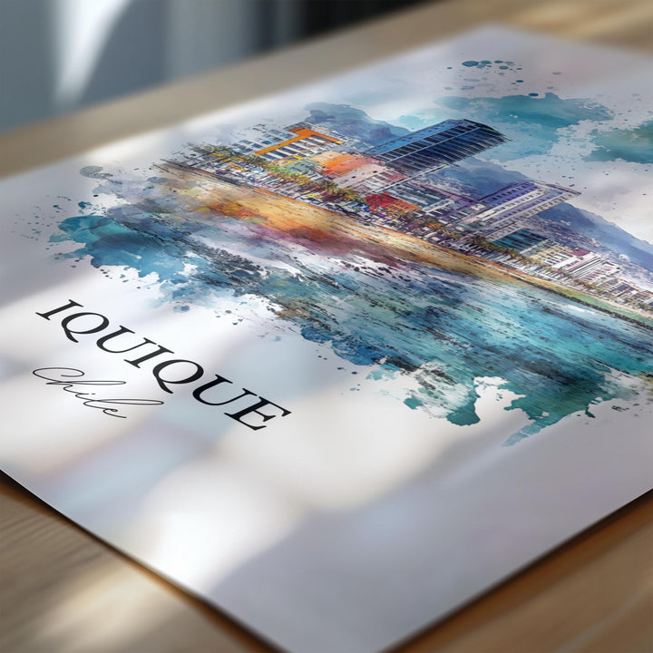 Iquique Chile Wall Art, Northern Chile Print, Chile Watercolor Art, Iquique Chile Gift, Travel Print, Travel Poster, Housewarming Gift