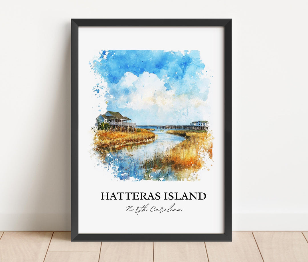 Hatteras Island NC Wall Art, Dare County Print, NC Watercolor Art, Hatteras Island Gift, Travel Print, Travel Poster, Housewarming Gift