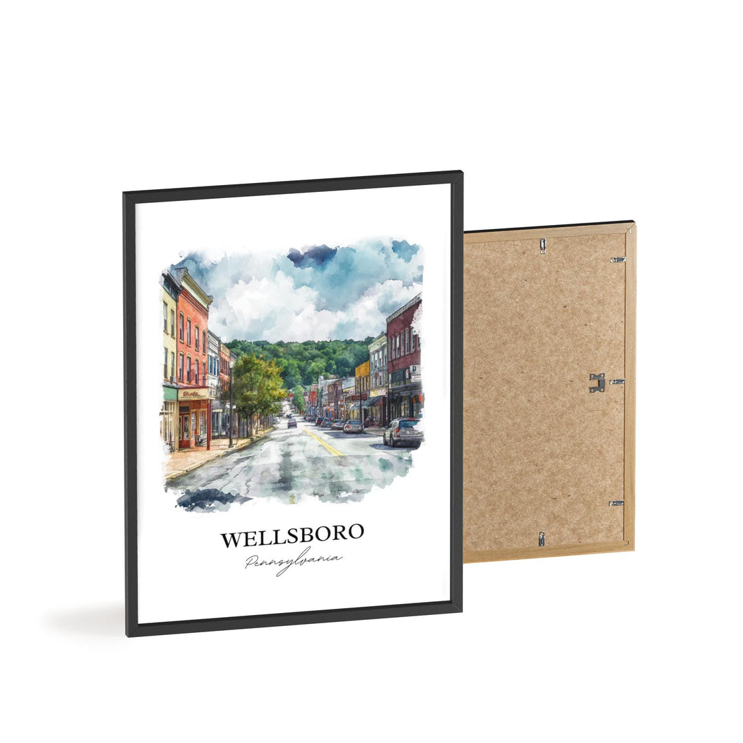 Wellsboro, Pennsylvania, USA – Watercolor Art Print