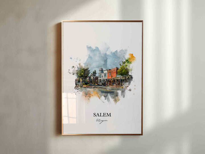 Salem Oregon Wall Art, Salem Print, Salem Watercolor Art, Salem Oregon Gift, Travel Print, Travel Poster, Housewarming Gift