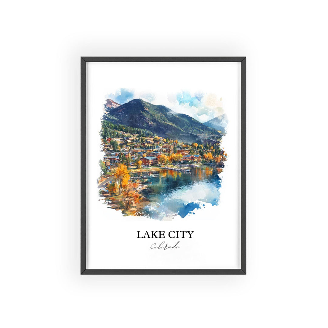 Lake City CO Wall Art, Hinsdale County Print, Colorado Watercolor Art, Lake City Gift, Travel Print, Travel Poster, Housewarming Gift