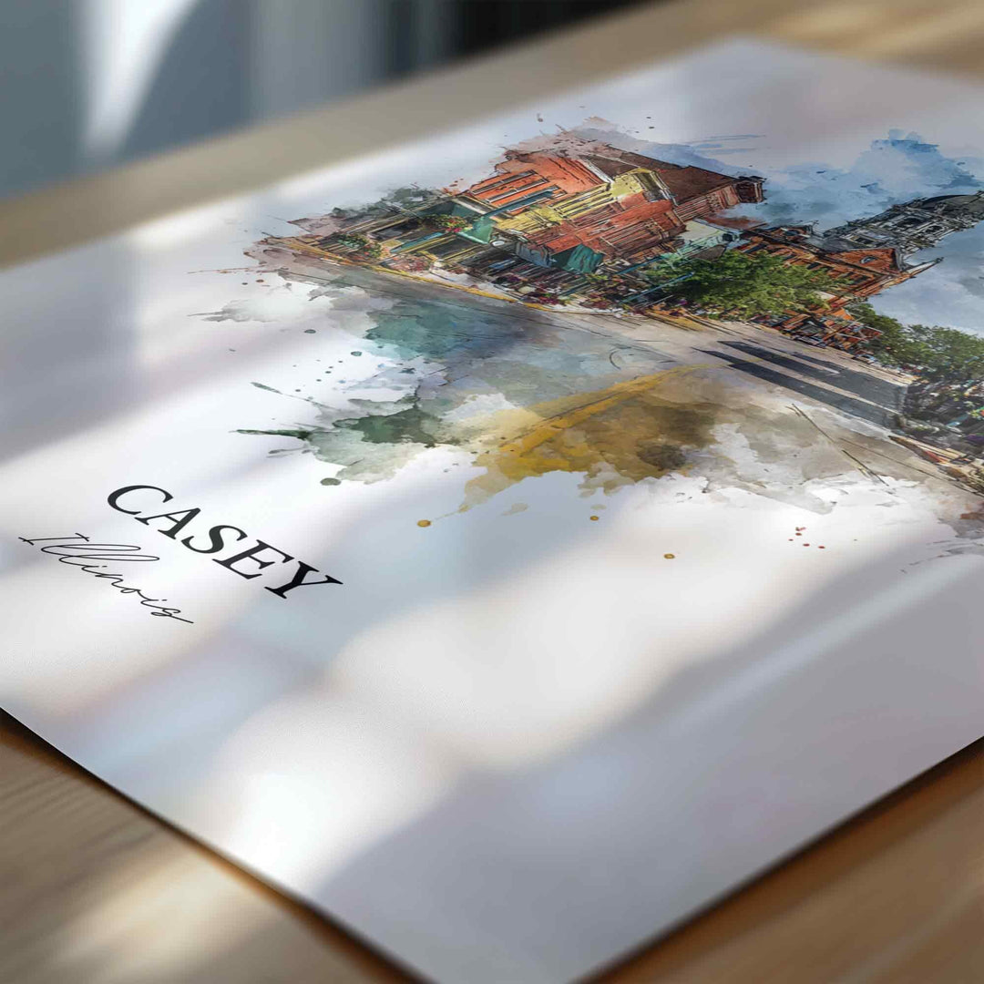 Casey, Illinois – Watercolor Art Print